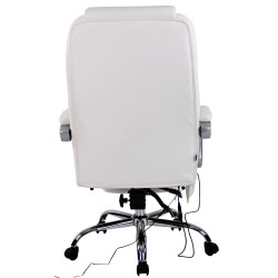 Chaise de bureau Pacific en cuir véritable avec fonction massage blanc