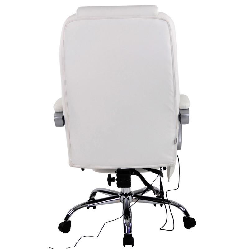 Chaise de bureau Pacific en cuir véritable avec fonction massage blanc