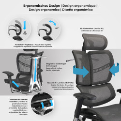 Chaise de bureau ergonomique Norfolk gris