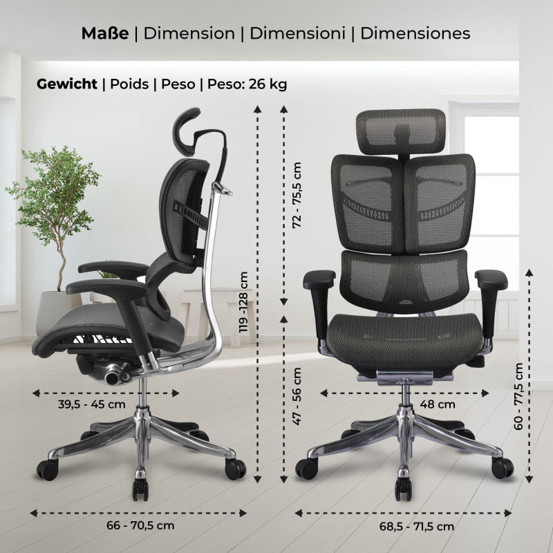 Chaise de bureau ergonomique Norfolk gris