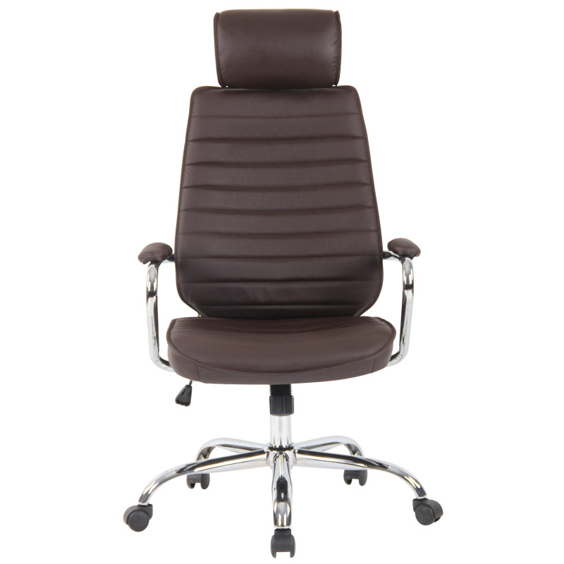 Chaise de bureau Rako en cuir véritable brun