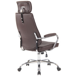 Chaise de bureau Rako en cuir véritable brun