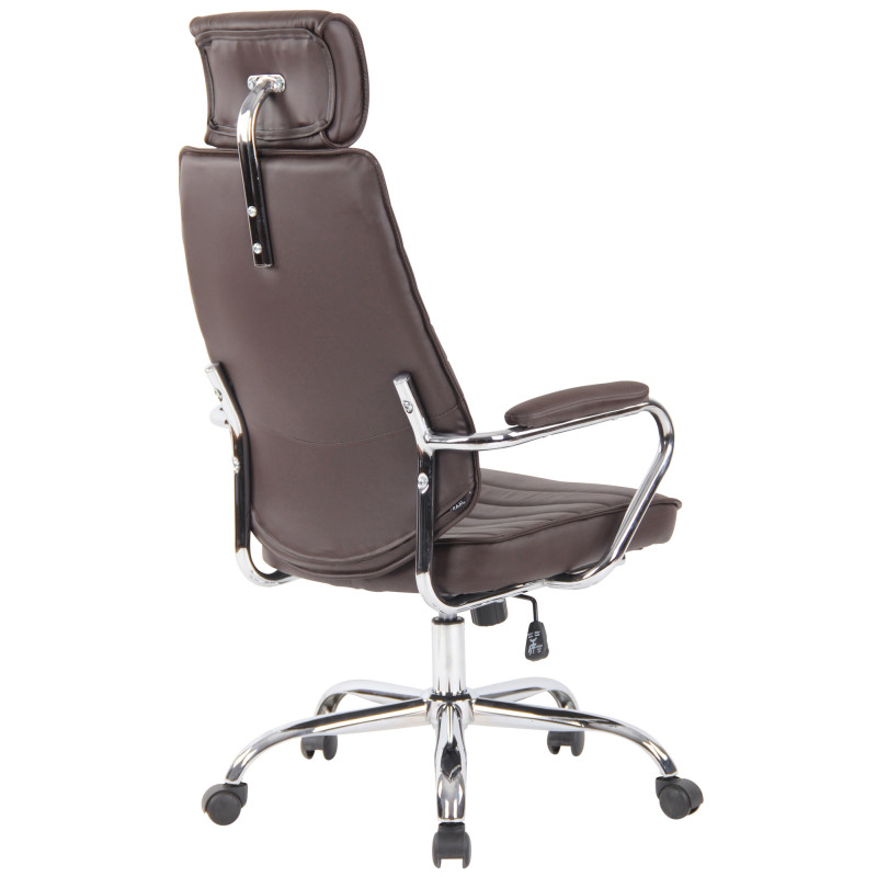 Chaise de bureau Rako en cuir véritable brun