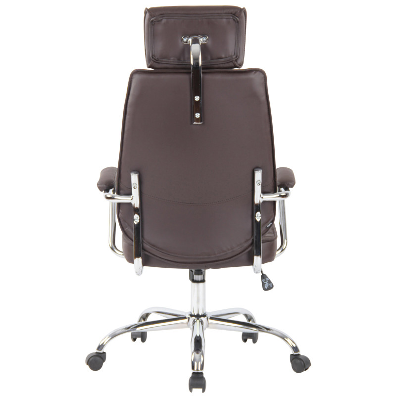 Chaise de bureau Rako en cuir véritable brun