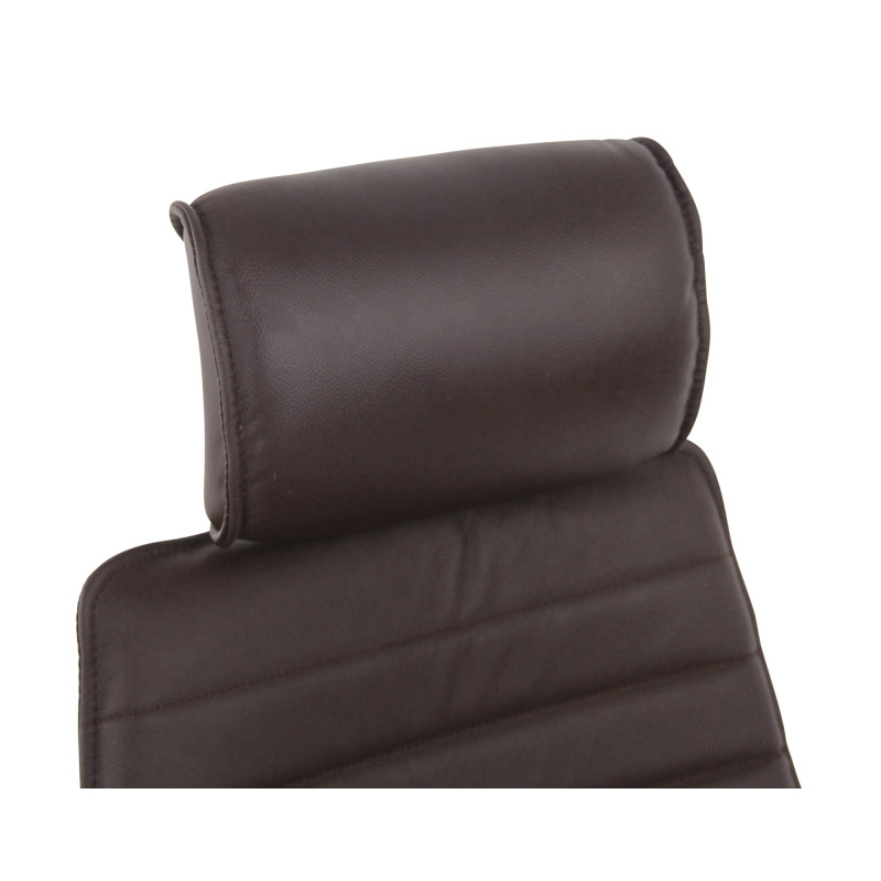 Chaise de bureau Rako en cuir véritable brun