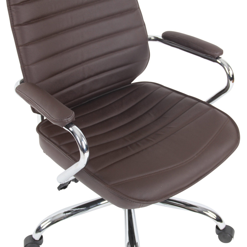 Chaise de bureau Rako en cuir véritable brun