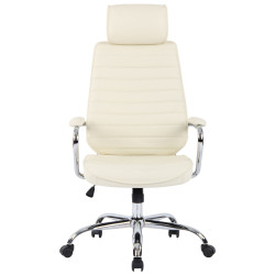 Chaise de bureau Rako en cuir véritable crème