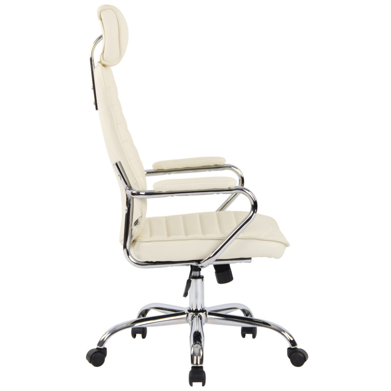 Chaise de bureau Rako en cuir véritable crème