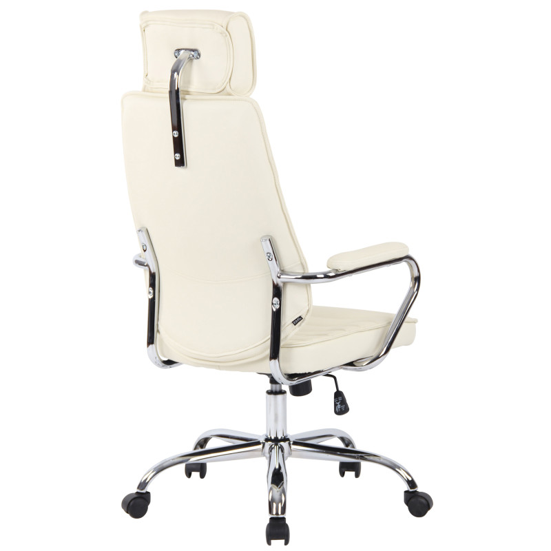 Chaise de bureau Rako en cuir véritable crème