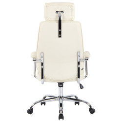 Chaise de bureau Rako en cuir véritable crème