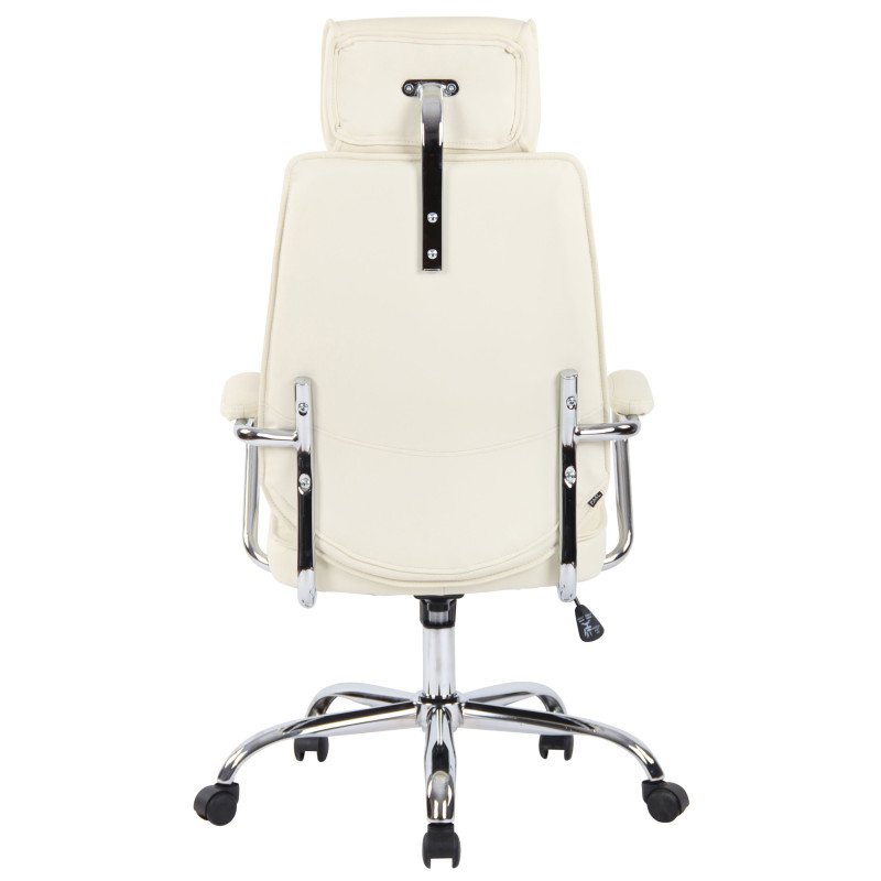 Chaise de bureau Rako en cuir véritable crème