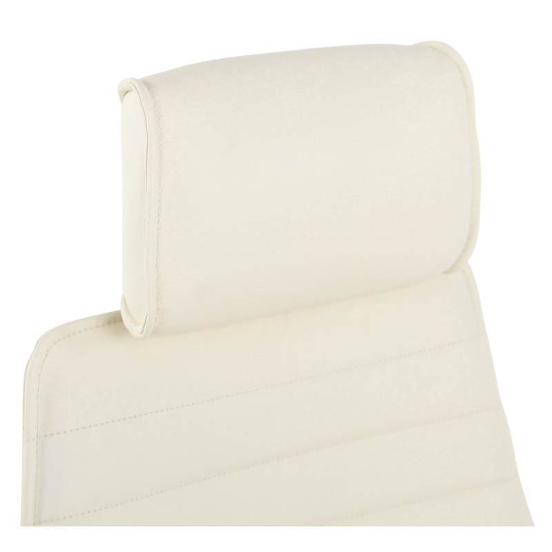 Chaise de bureau Rako en cuir véritable crème