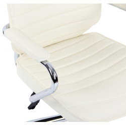 Chaise de bureau Rako en cuir véritable crème