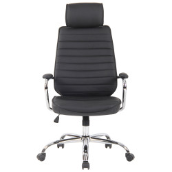 Chaise de bureau Rako en cuir véritable noir