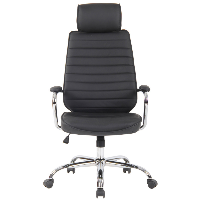 Chaise de bureau Rako en cuir véritable noir
