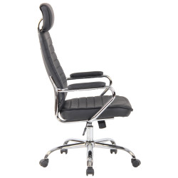 Chaise de bureau Rako en cuir véritable noir