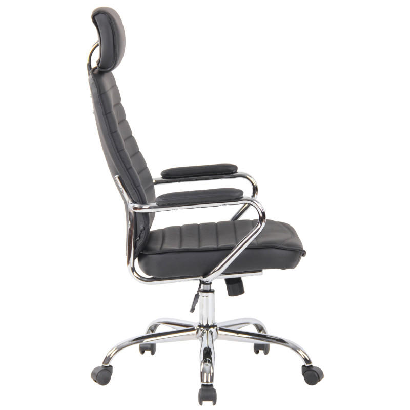 Chaise de bureau Rako en cuir véritable noir