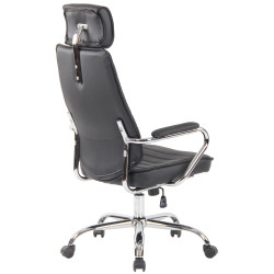 Chaise de bureau Rako en cuir véritable noir