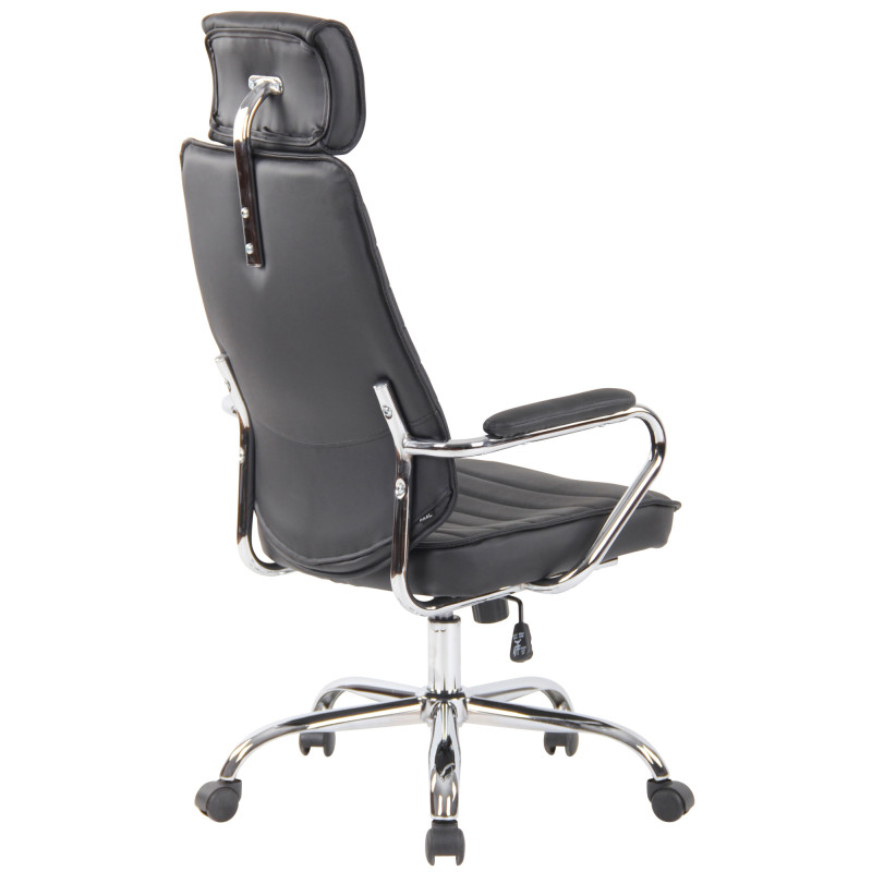 Chaise de bureau Rako en cuir véritable noir