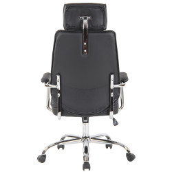 Chaise de bureau Rako en cuir véritable noir