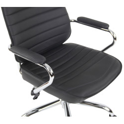 Chaise de bureau Rako en cuir véritable noir