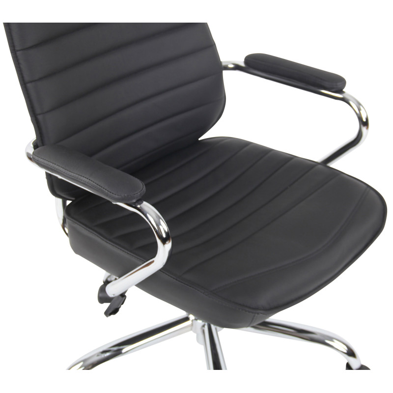 Chaise de bureau Rako en cuir véritable noir