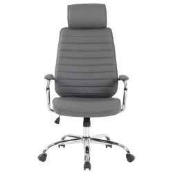 Chaise de bureau Rako en cuir véritable gris