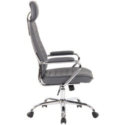 Chaise de bureau Rako en cuir véritable gris