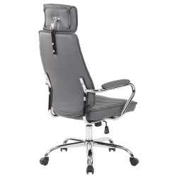 Chaise de bureau Rako en cuir véritable gris