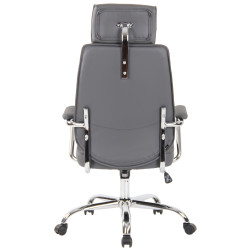 Chaise de bureau Rako en cuir véritable gris
