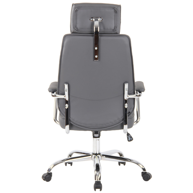 Chaise de bureau Rako en cuir véritable gris