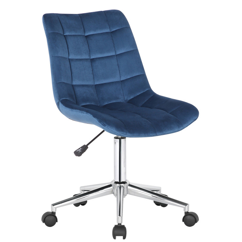 Chaise de bureau en velours Medford bleu