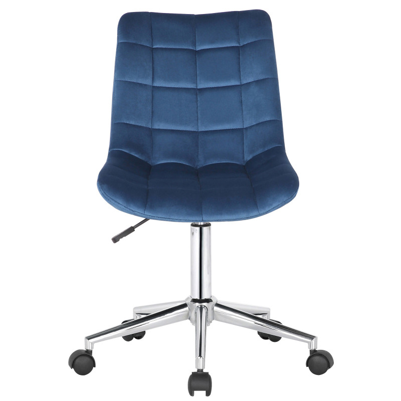Chaise de bureau en velours Medford bleu