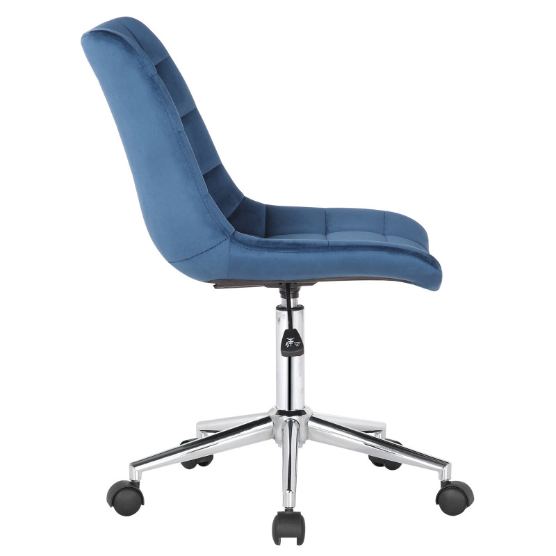 Chaise de bureau en velours Medford bleu