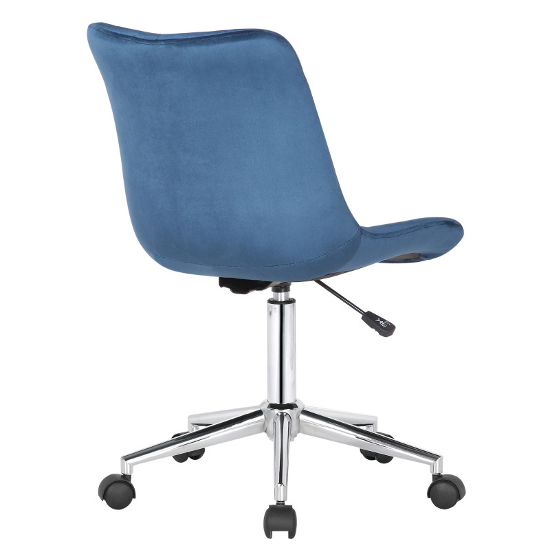Chaise de bureau en velours Medford bleu