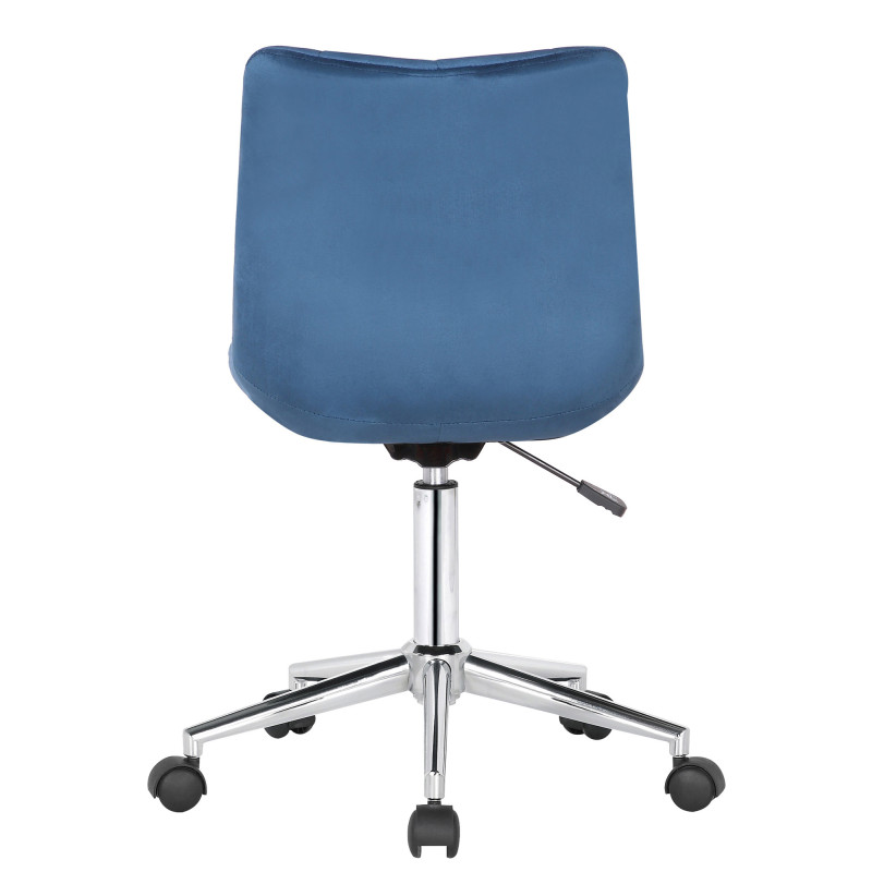 Chaise de bureau en velours Medford bleu