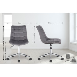 Chaise de bureau en velours Medford gris