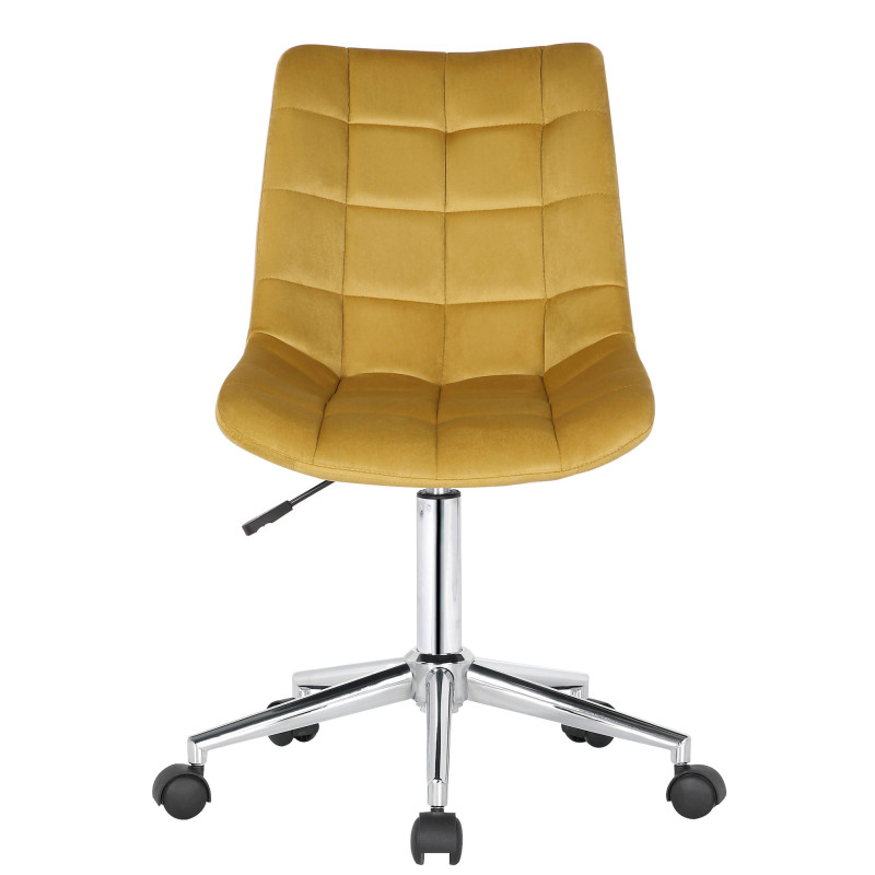 Chaise de bureau en velours Medford jaune