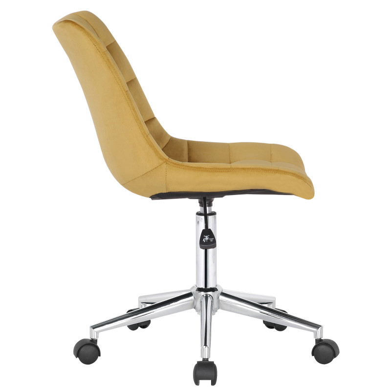 Chaise de bureau en velours Medford jaune