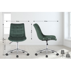 Chaise de bureau en velours Medford vert