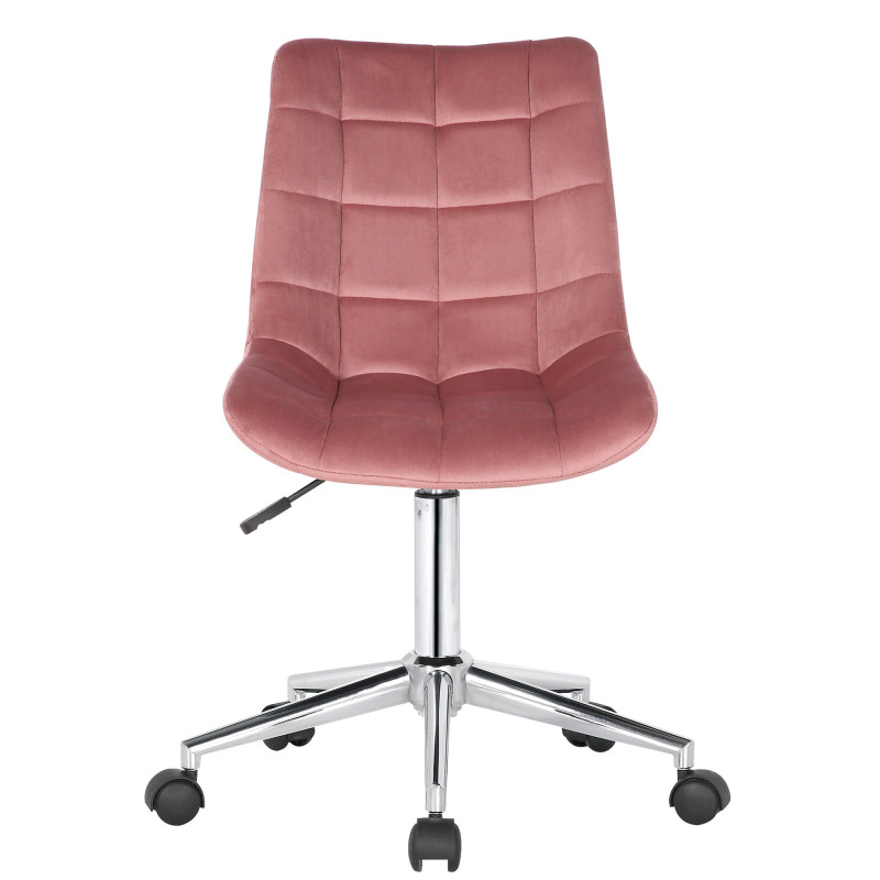 Chaise de bureau en velours Medford rose
