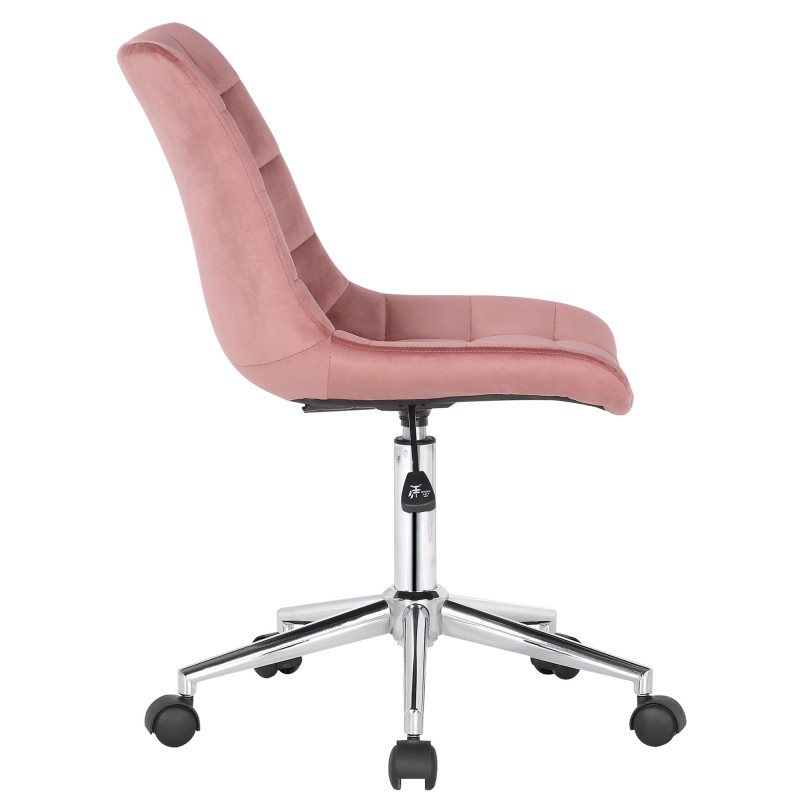 Chaise de bureau en velours Medford rose