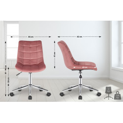 Chaise de bureau en velours Medford rose