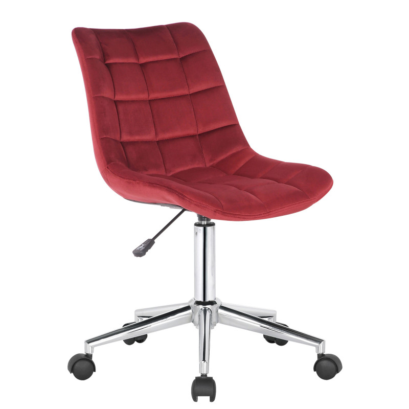 Chaise de bureau en velours Medford rouge