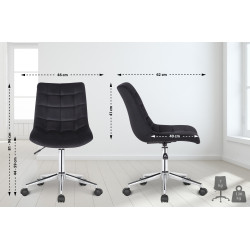 Chaise de bureau en velours Medford noir