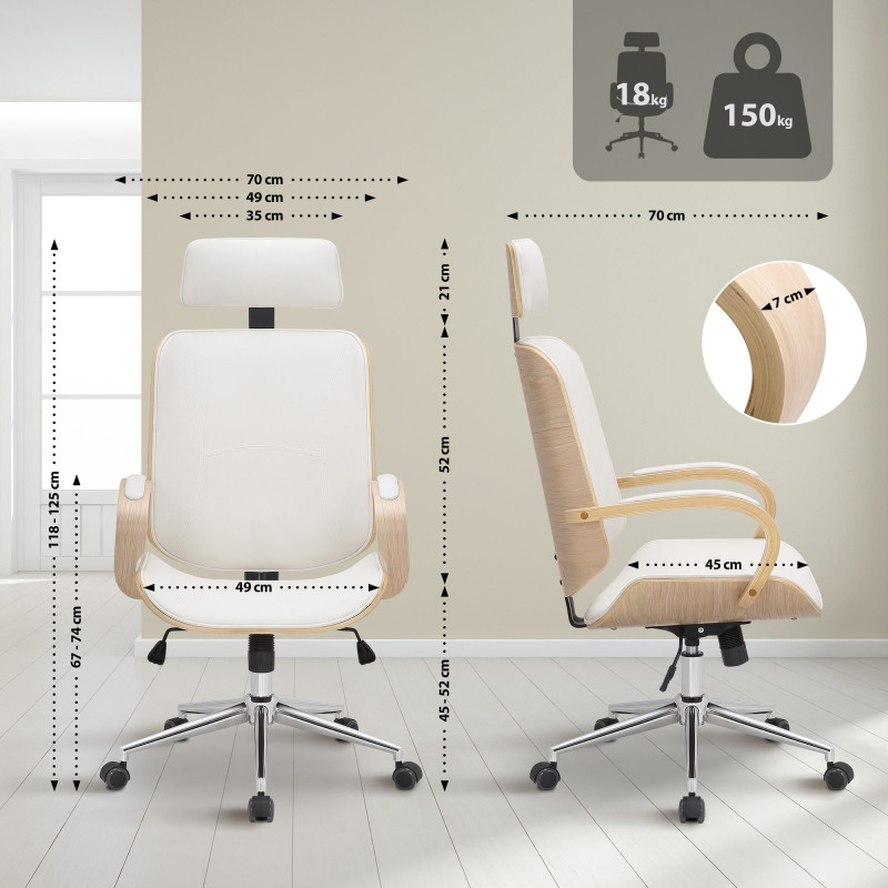 Chaise de bureau Dayton naturel/blanc