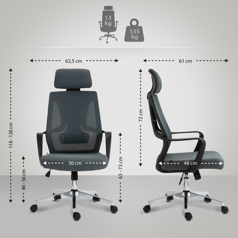 Chaise de bureau Kanab gris