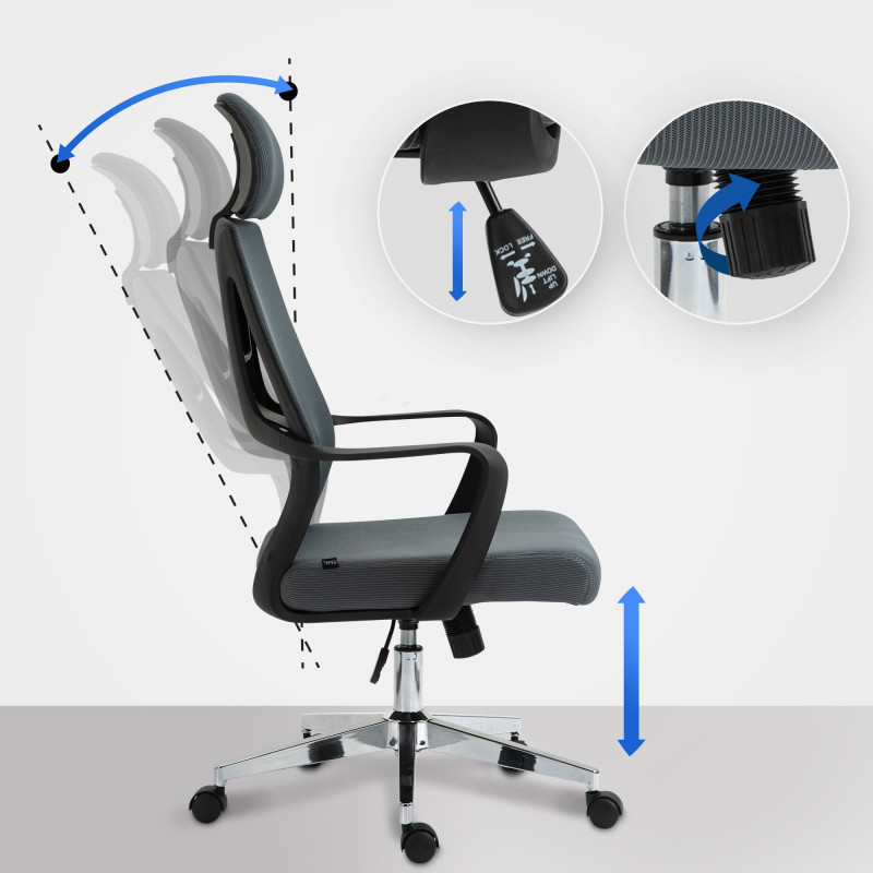 Chaise de bureau Kanab gris
