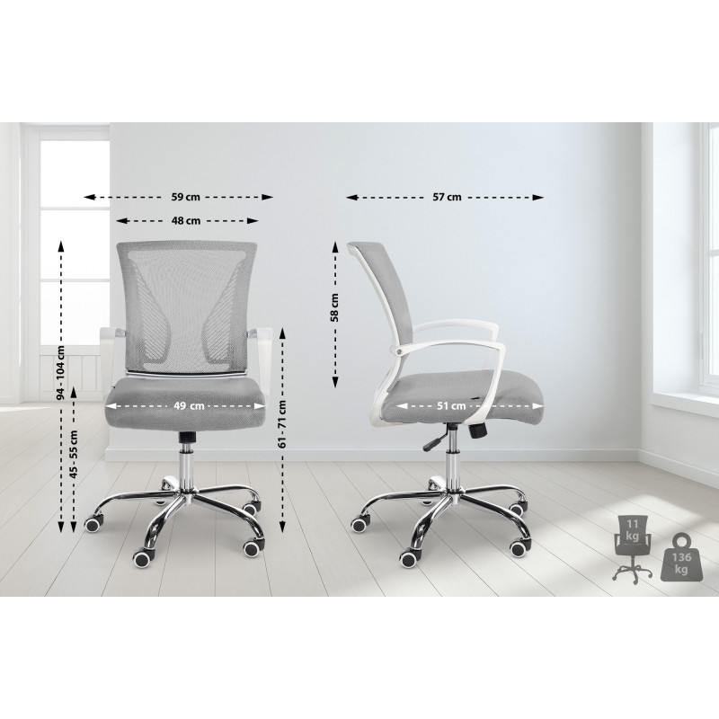 Chaise de bureau Tracy C gris clair