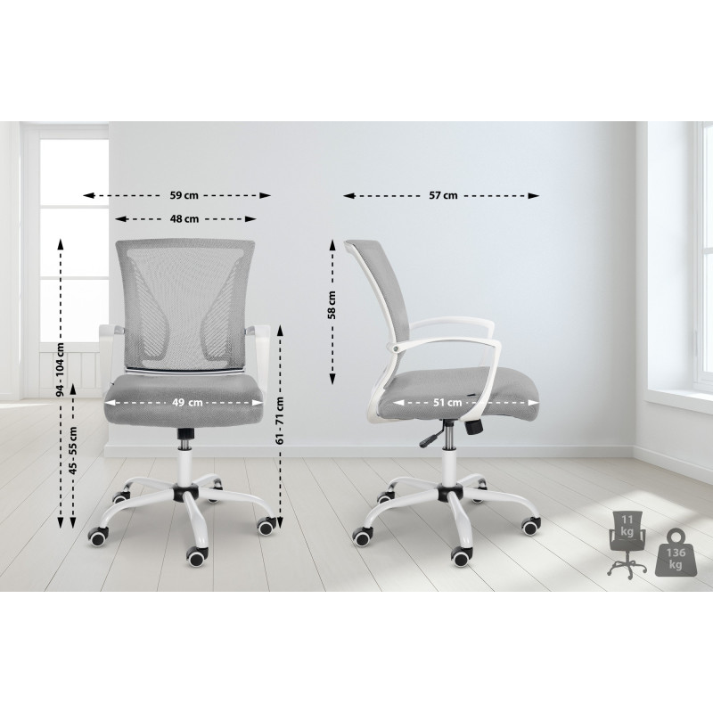 Chaise de bureau Tracy W gris clair